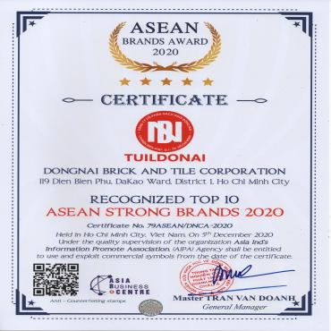 THƯƠNG HIỆU GẠCH NGÓI ĐỒNG NAI – TUILDONAI ĐẠT TOP 10 THƯƠNG HIỆU MẠNH ASEAN 2020
